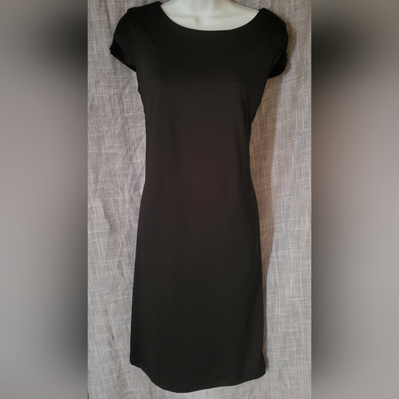 Perfect Little Black Bodycon Dress Jessica sz S Midi Simple lined spandex - Picture 1 of 14